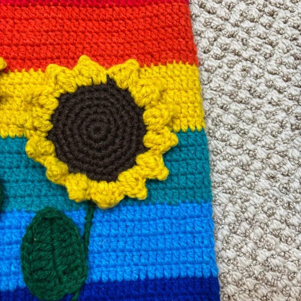 Sunflower Knit Rainbow Tote Bag Fantastic‎ Condition
